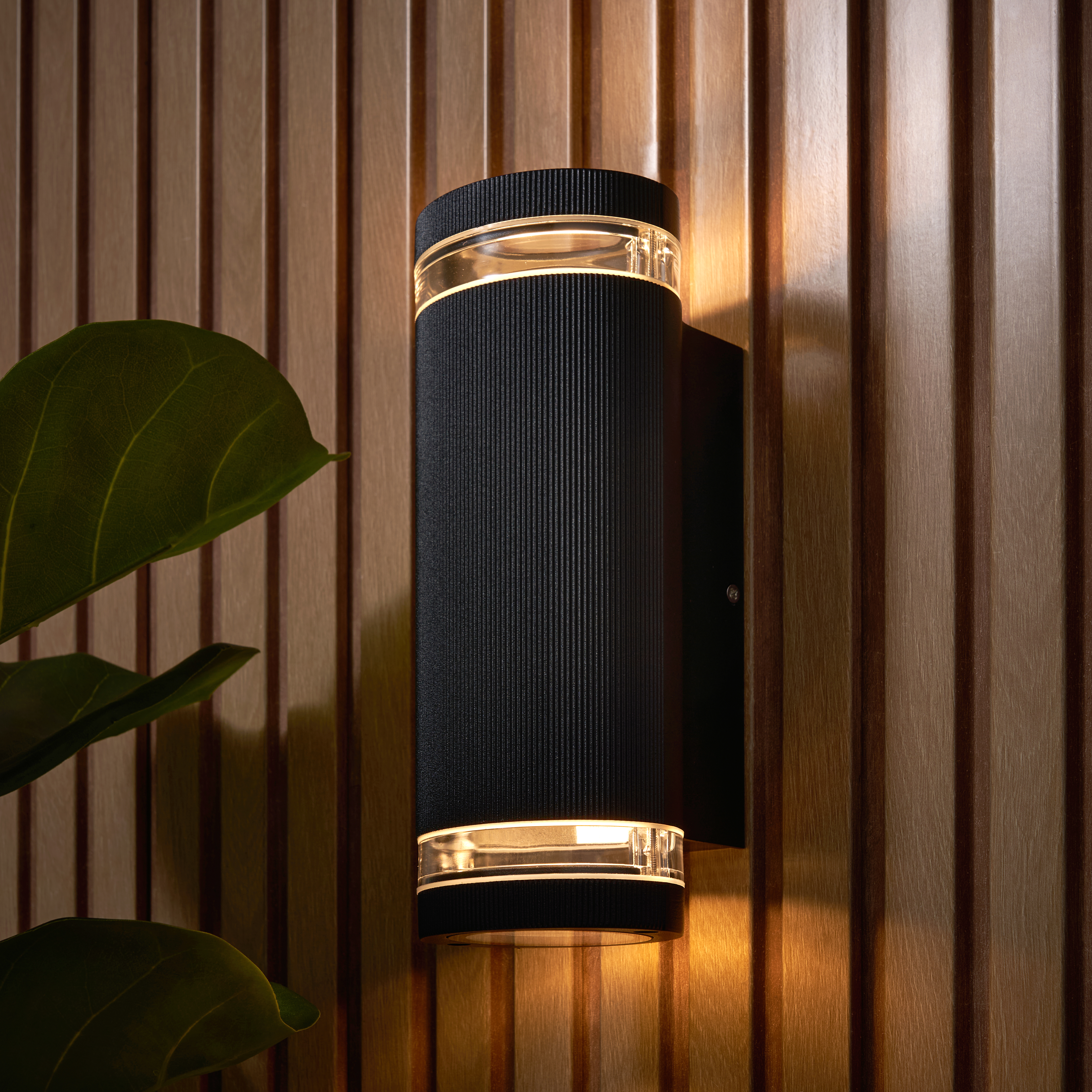 Helix Up and Down Outdoor Cylinder Wall Light Black
